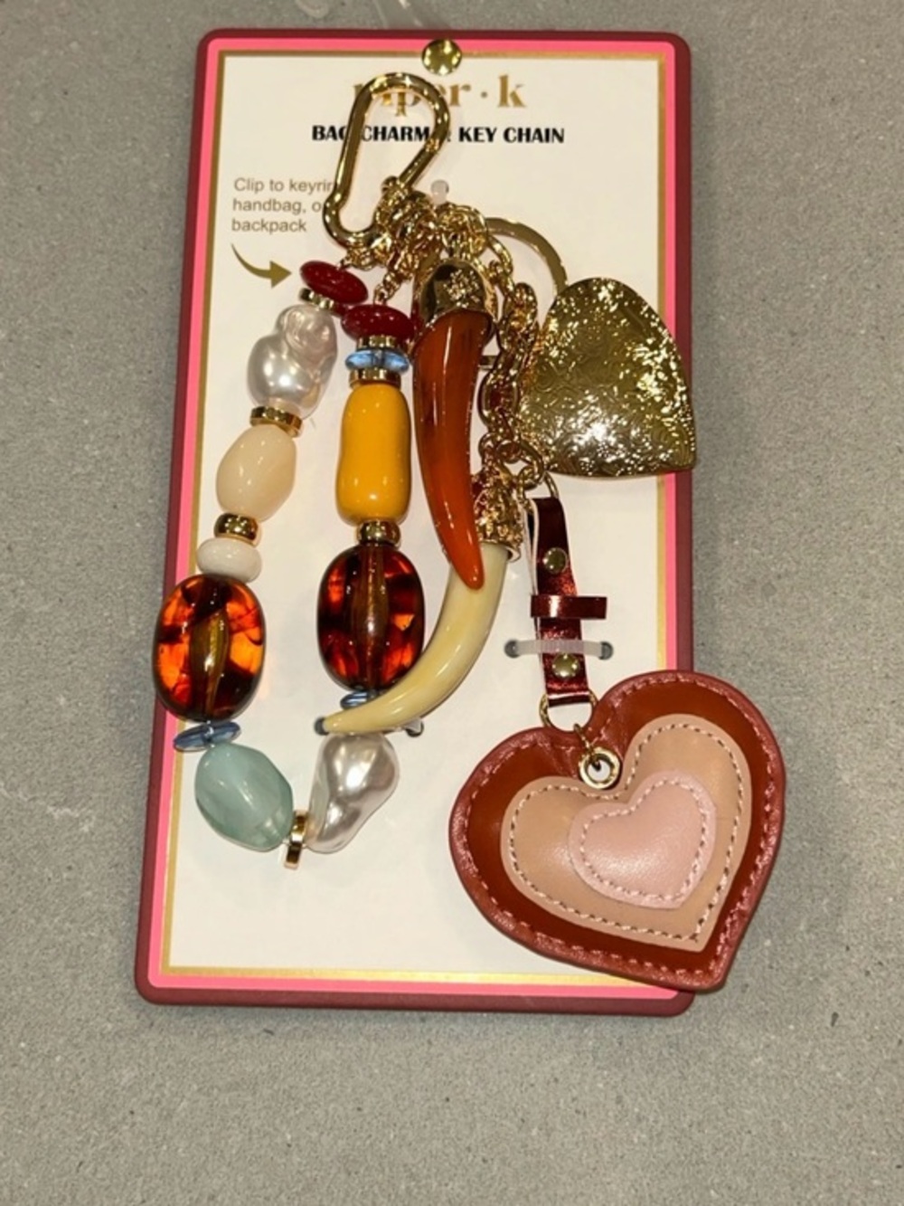 Piper K Heart Bag Charm